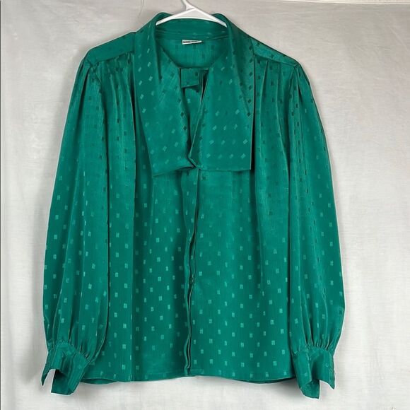 Vintage Green Lightweight Long Sleeve Button Up Koret Blouse - Picture 2 of 6